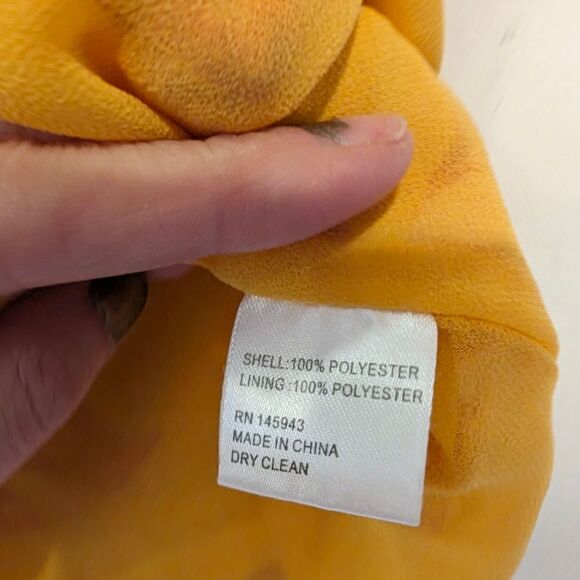 Color Me Courtney Eleanor Wrap yellow maxi belted Dress Floral Long Sleeves M - Picture 11 of 11